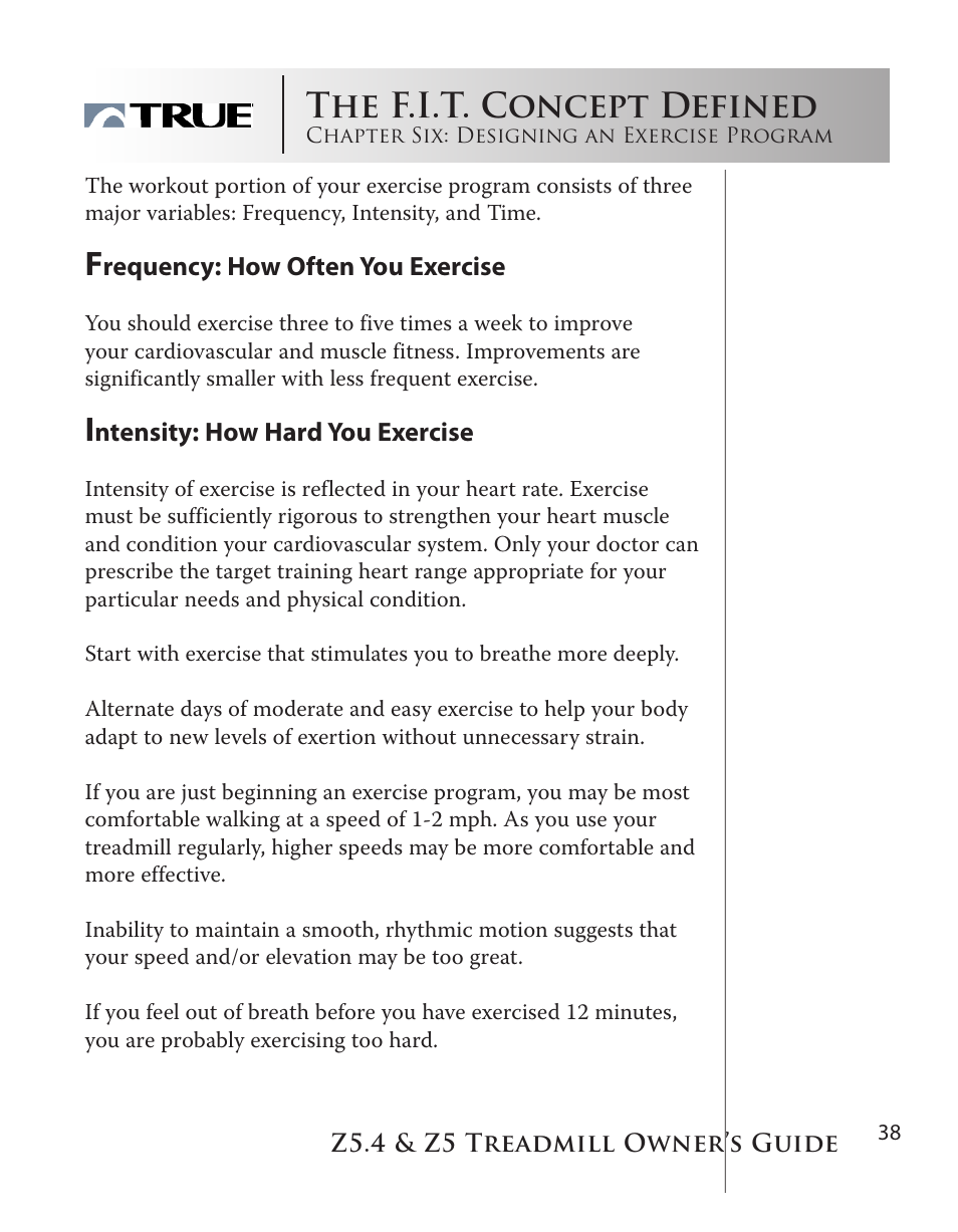 The f.i.t. concept defined | True Manufacturing Company Z5.4 User Manual | Page 38 / 60