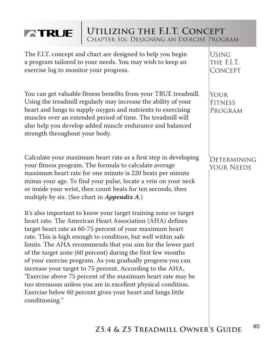 Utilizing the f.i.t. concept | True Manufacturing Company Z5.4 User Manual | Page 40 / 60