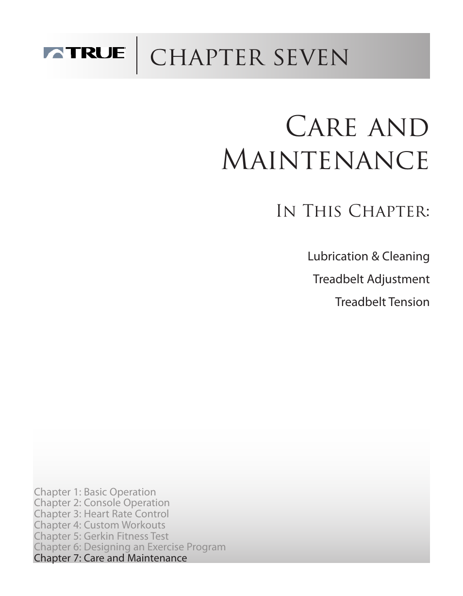 Care and maintenance, Chapter seven | True Manufacturing Company Z5.4 User Manual | Page 45 / 60