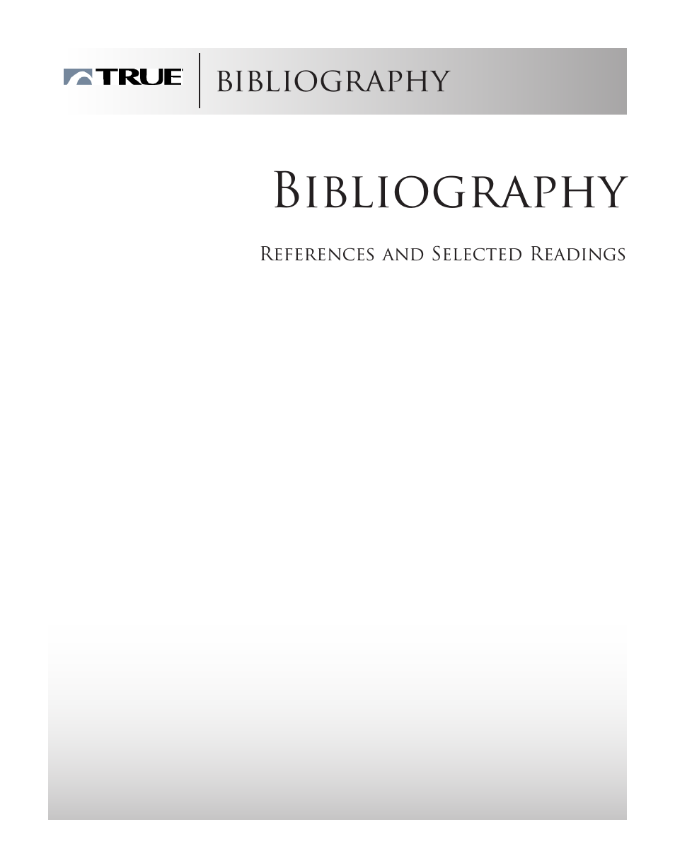 Bibliography | True Manufacturing Company Z5.4 User Manual | Page 57 / 60