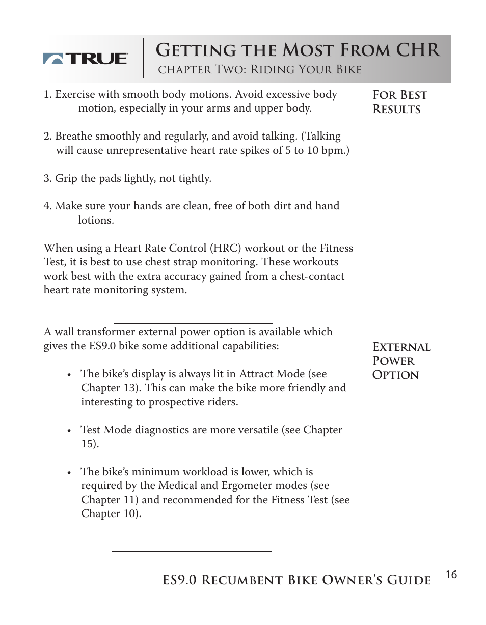 Getting the most from chr | True Manufacturing Company ES9.0 User Manual | Page 16 / 94