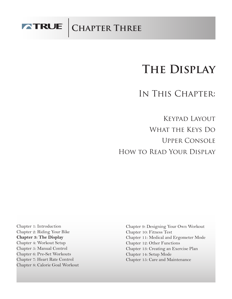 The display, Chapter three | True Manufacturing Company ES9.0 User Manual | Page 17 / 94