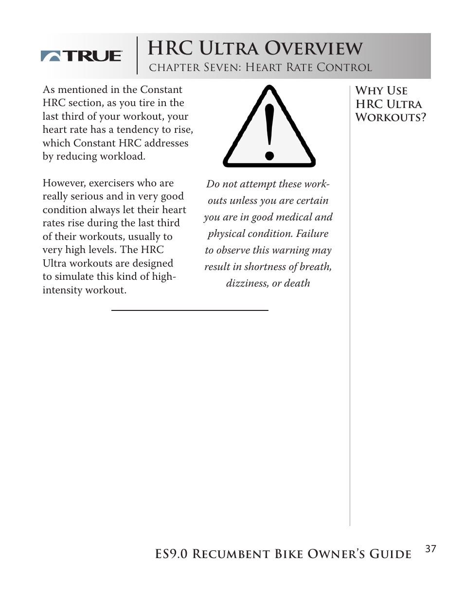 Hrc ultra overview | True Manufacturing Company ES9.0 User Manual | Page 37 / 94