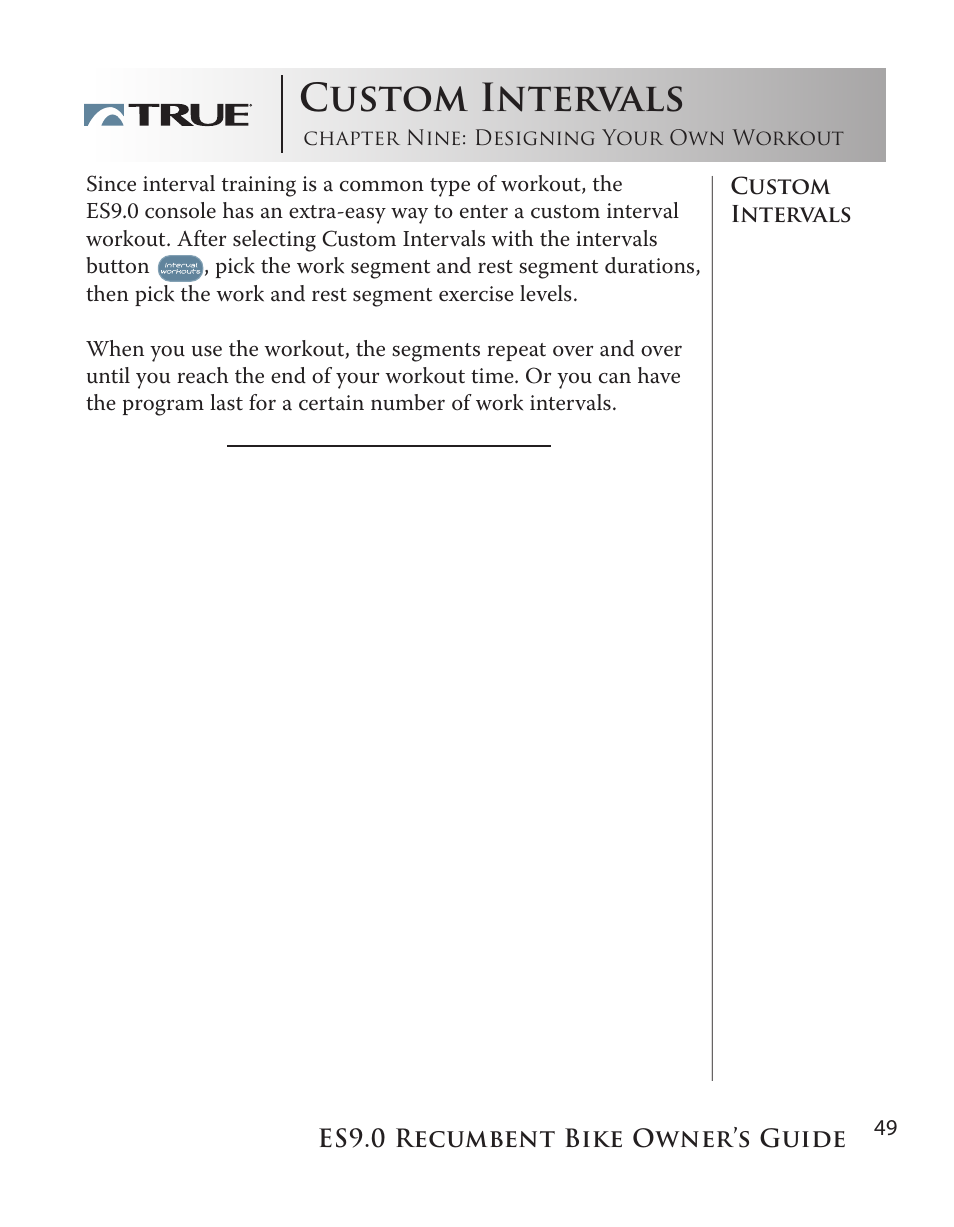 Custom intervals | True Manufacturing Company ES9.0 User Manual | Page 49 / 94
