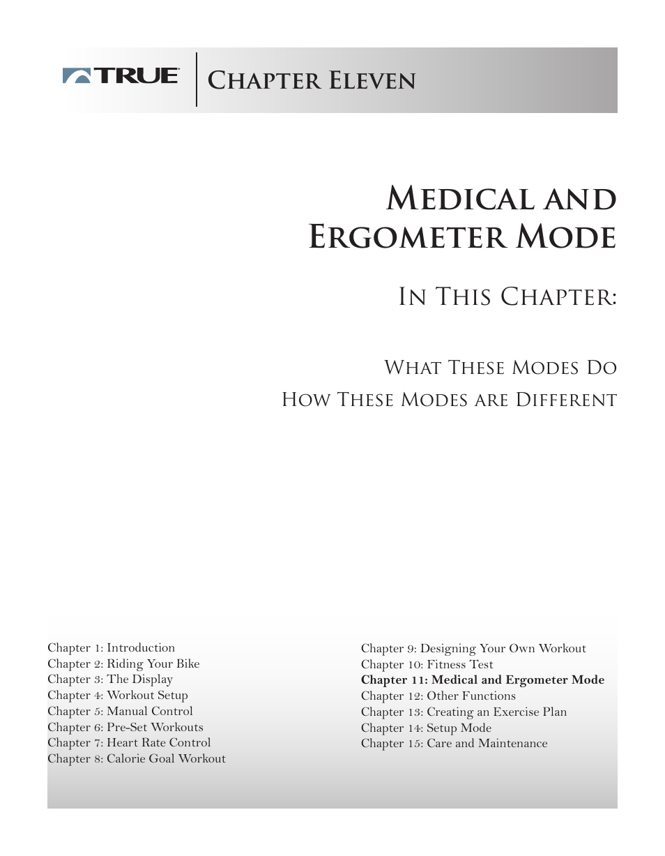 Medical and ergometer mode | True Manufacturing Company ES9.0 User Manual | Page 56 / 94