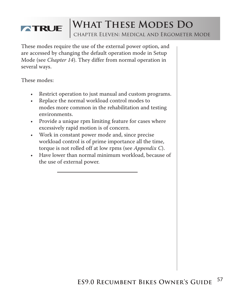 What these modes do | True Manufacturing Company ES9.0 User Manual | Page 57 / 94