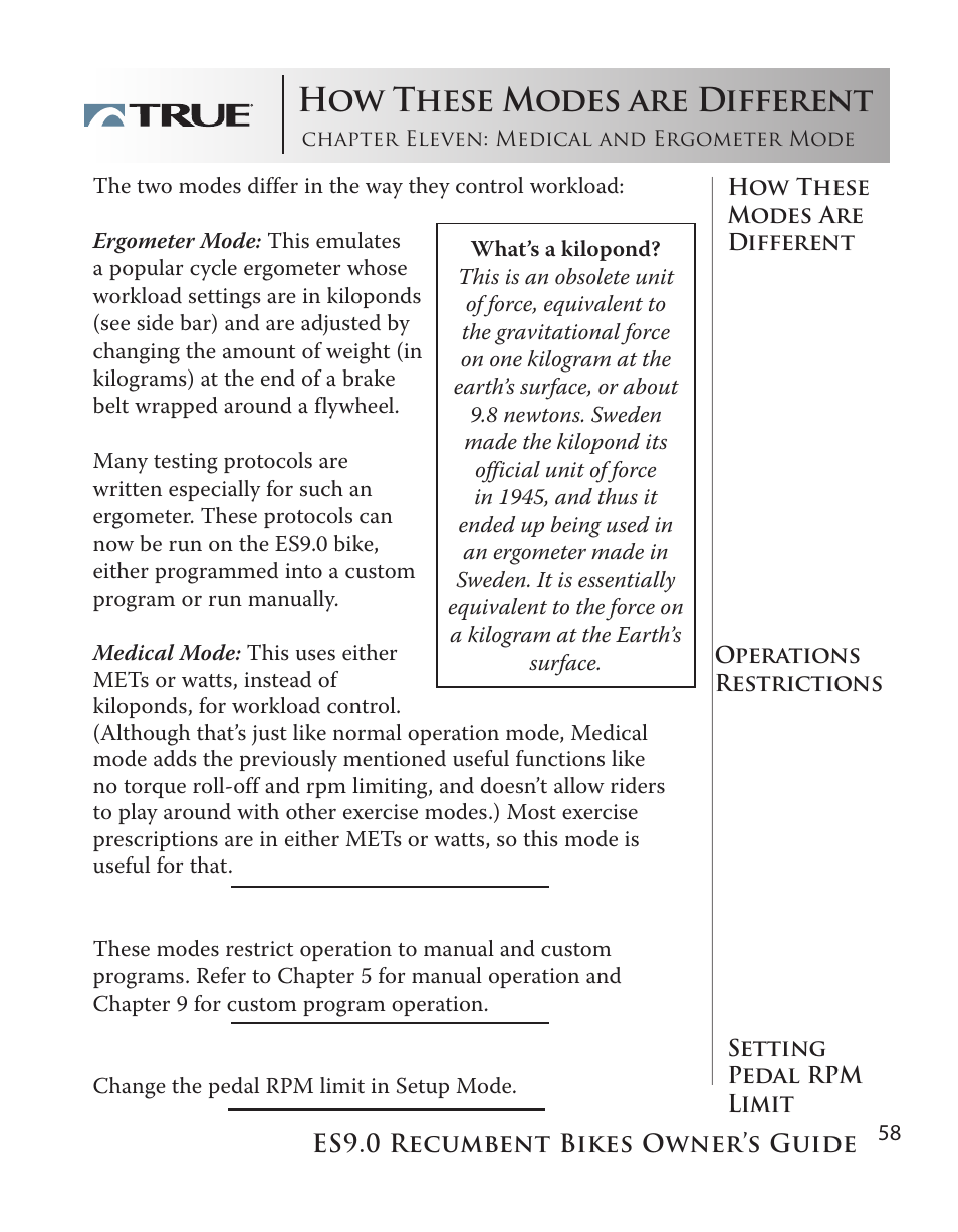 How these modes are different | True Manufacturing Company ES9.0 User Manual | Page 58 / 94