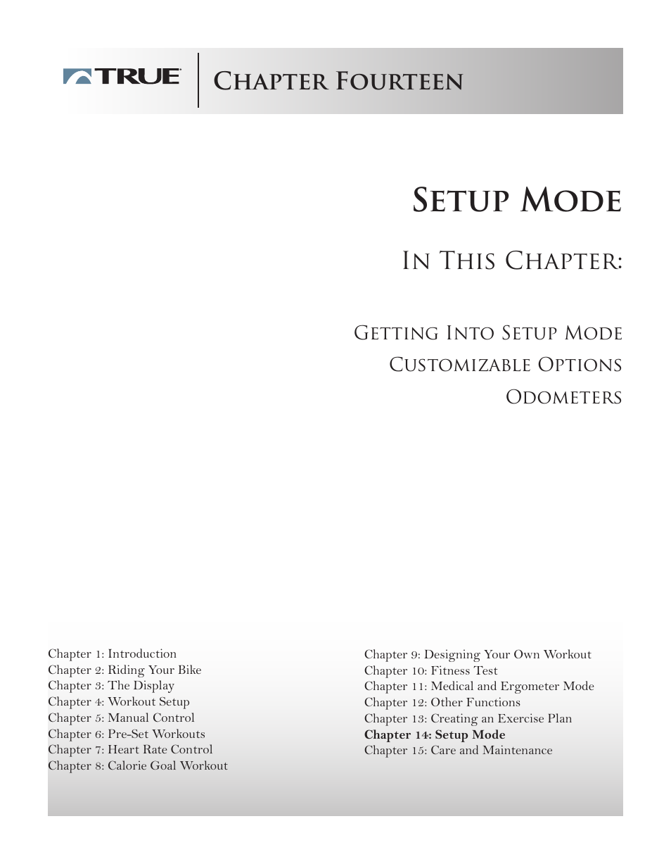 Setup mode, Chapter fourteen | True Manufacturing Company ES9.0 User Manual | Page 70 / 94