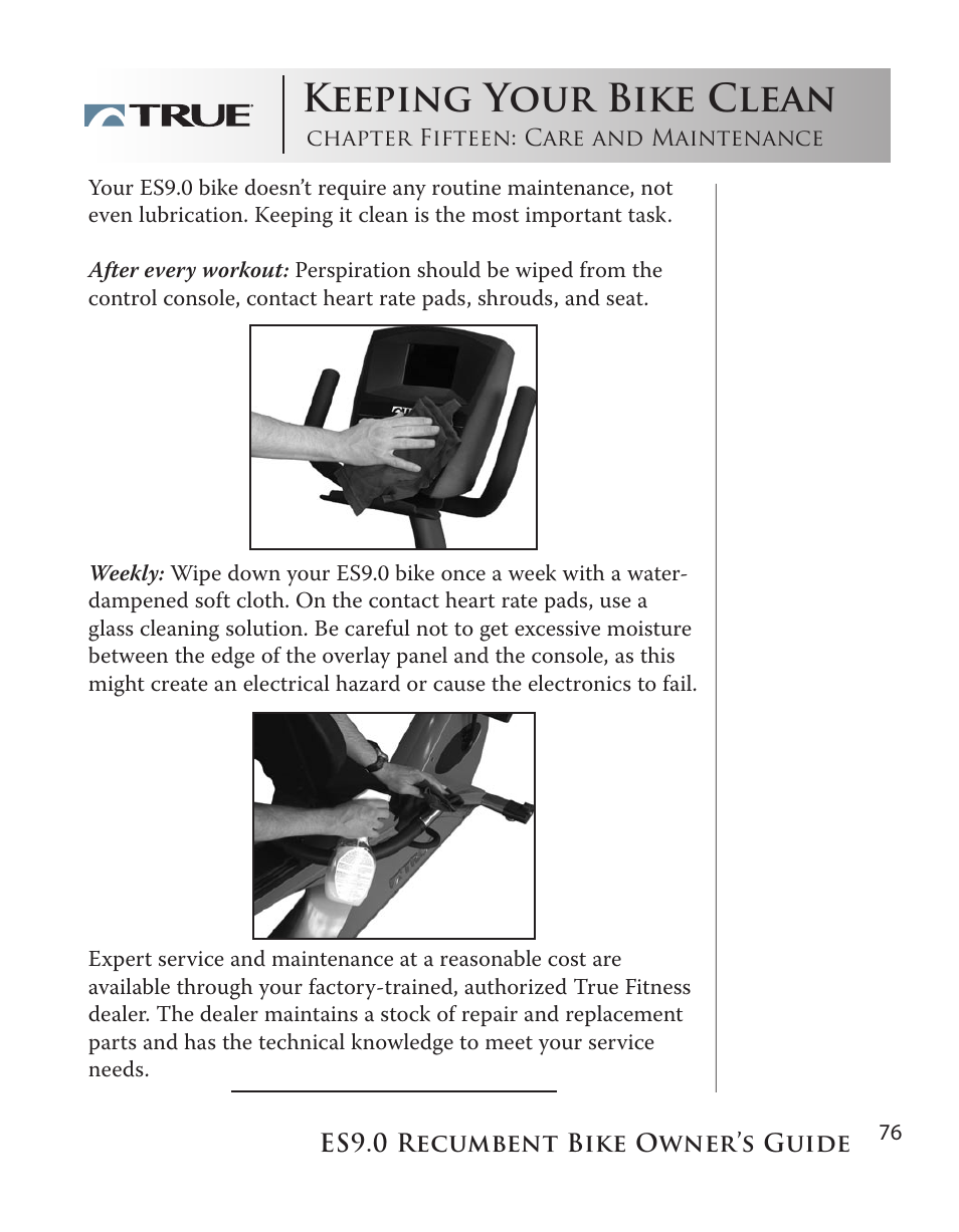 Keeping your bike clean | True Manufacturing Company ES9.0 User Manual | Page 76 / 94