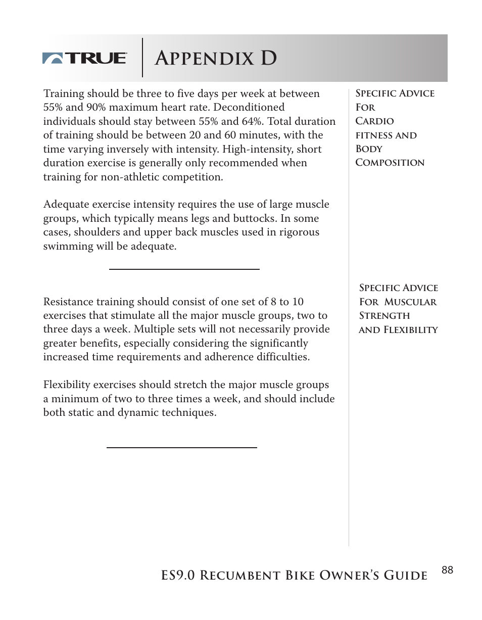 Appendix d | True Manufacturing Company ES9.0 User Manual | Page 88 / 94