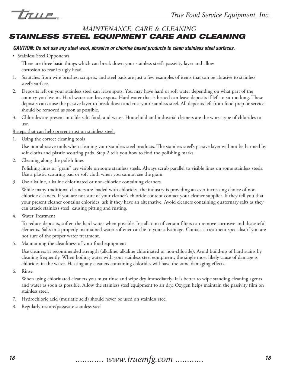 True Manufacturing Company TCGR-50 User Manual | Page 20 / 22