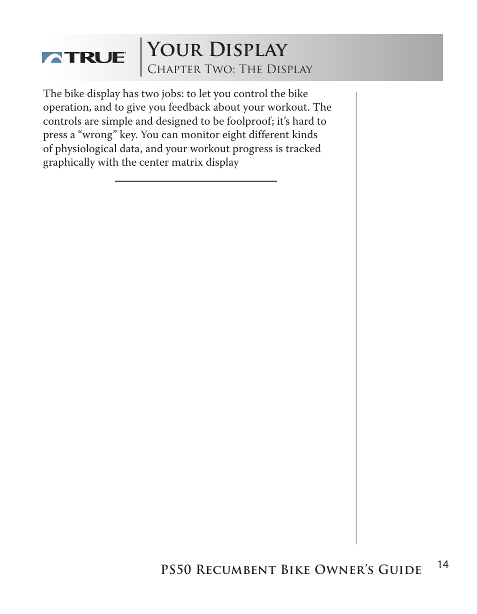 Your display | True Manufacturing Company PS/50 User Manual | Page 14 / 39