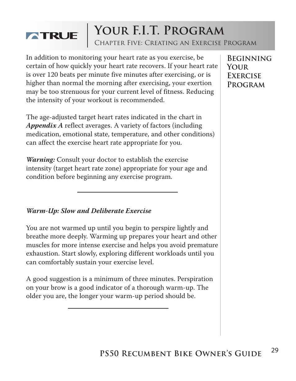 Your f.i.t. program | True Manufacturing Company PS/50 User Manual | Page 29 / 39