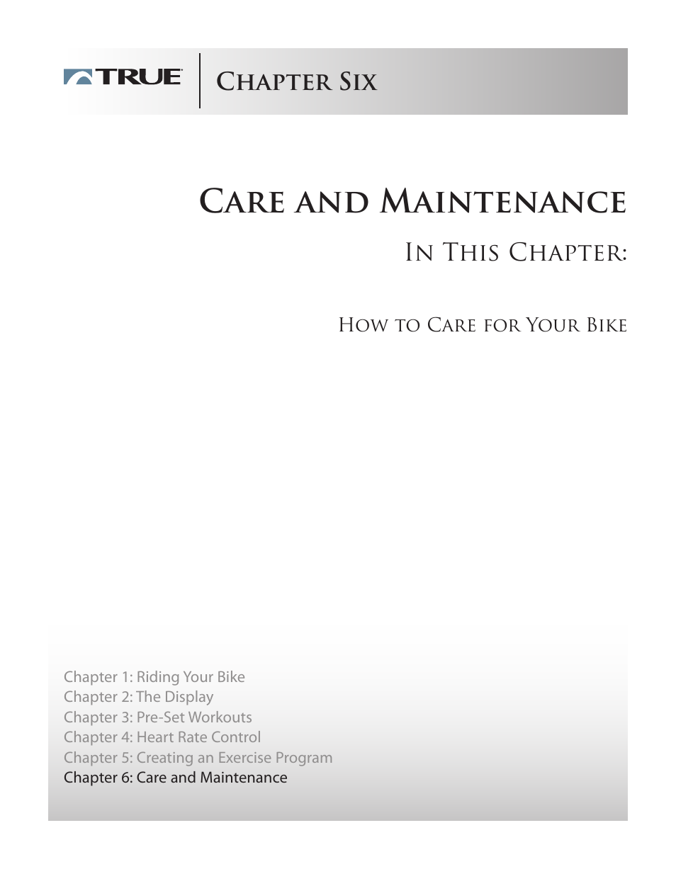 Care and maintenance, Chapter six | True Manufacturing Company PS/50 User Manual | Page 33 / 39