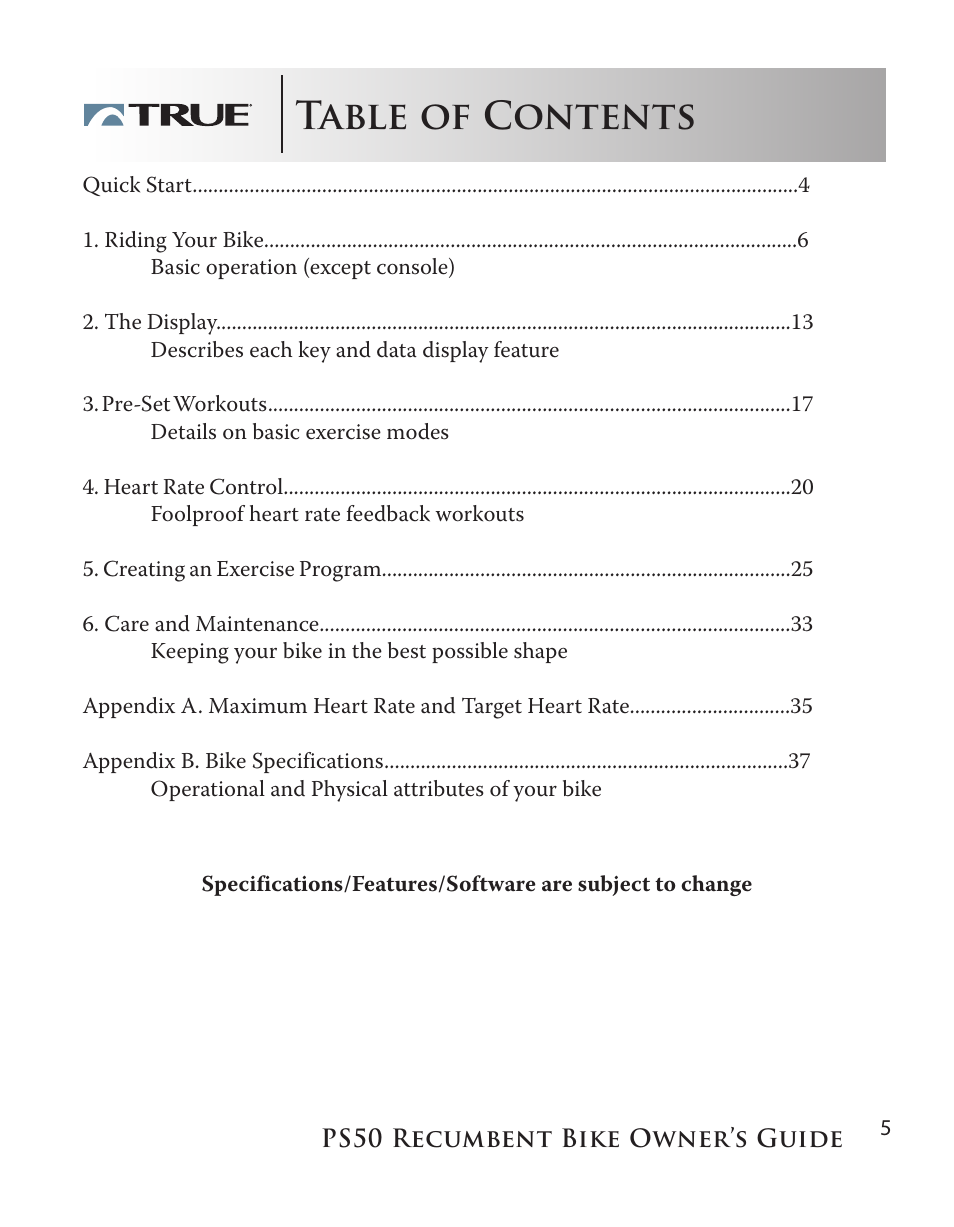 True Manufacturing Company PS/50 User Manual | Page 5 / 39