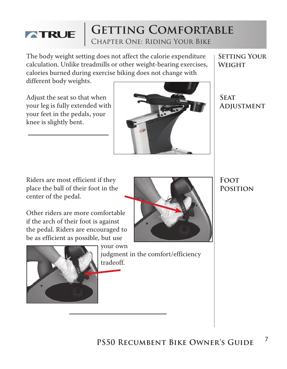 Getting comfortable | True Manufacturing Company PS/50 User Manual | Page 7 / 39