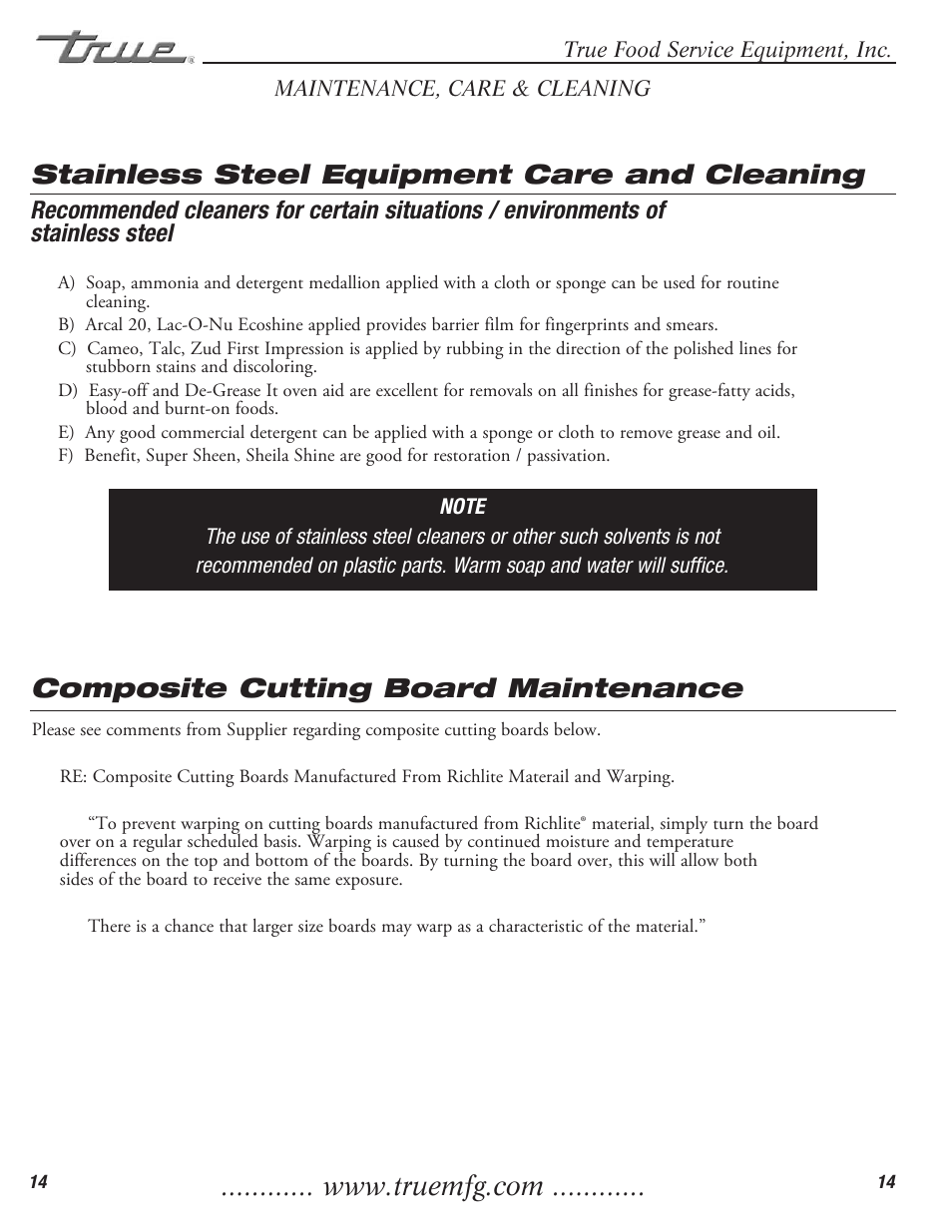 True Manufacturing Company True Food Prep TFP-32-12M-D-2 User Manual | Page 16 / 17