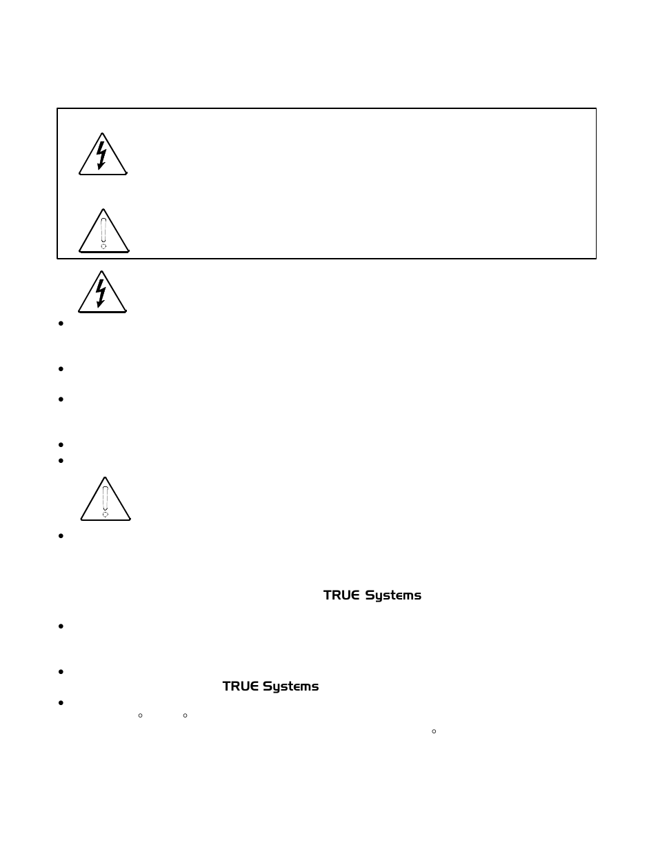 Safety and operating precautions | TRUE Systems PRECISION 8i User Manual | Page 2 / 19