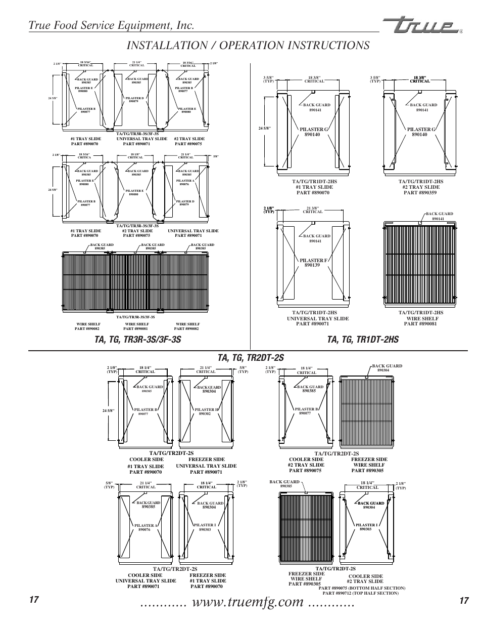 True food service equipment, inc, Installation / operation instructions | True Manufacturing Company TR1RRI-1S User Manual | Page 19 / 25