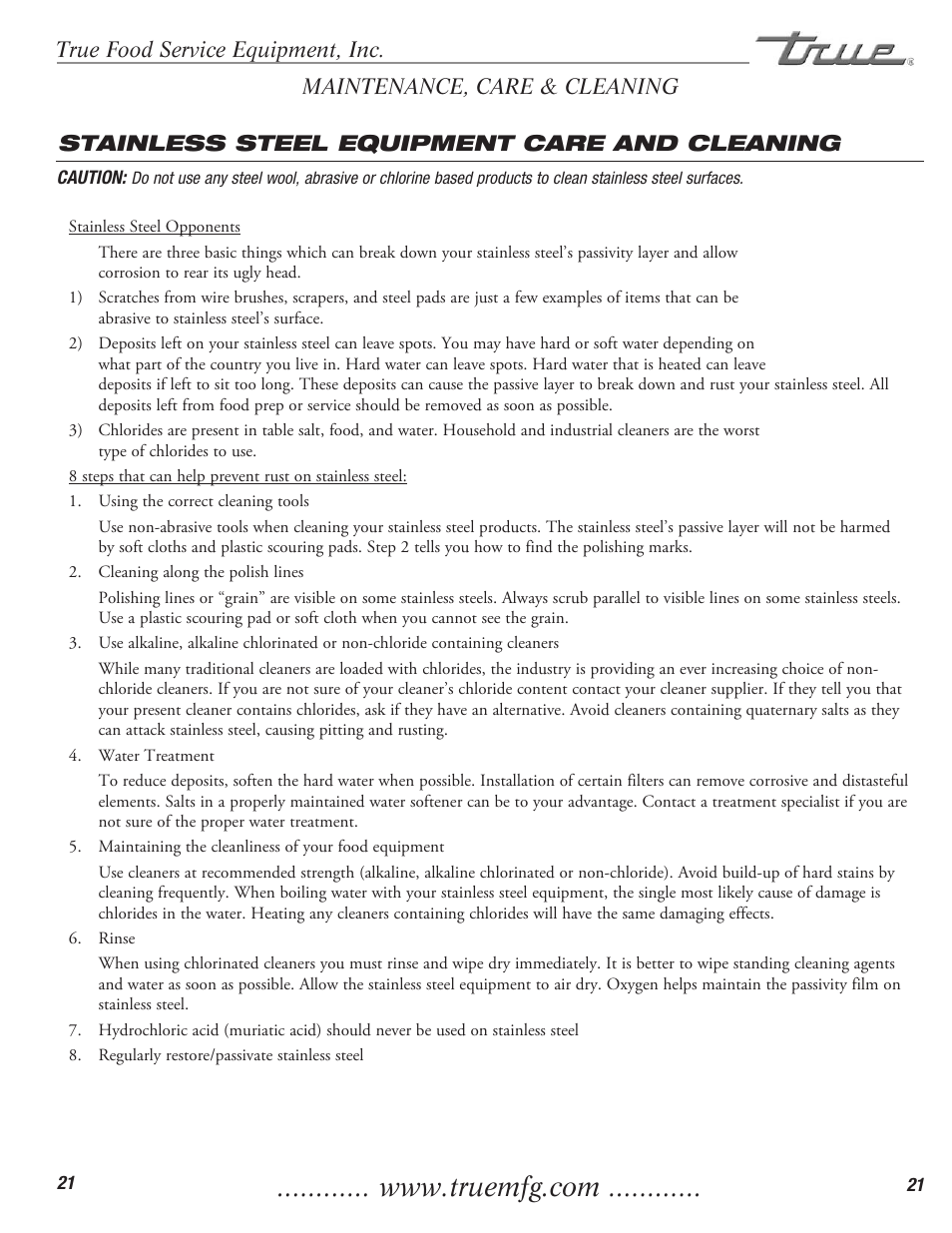 True Manufacturing Company TR1RRI-1S User Manual | Page 23 / 25