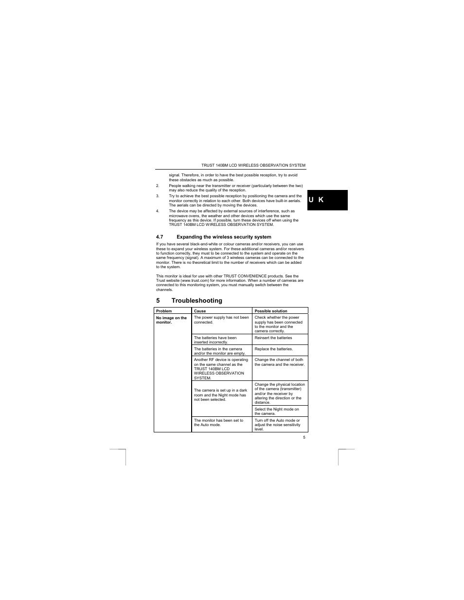 5 troubleshooting | Trust Computer Products 140BM User Manual | Page 8 / 12