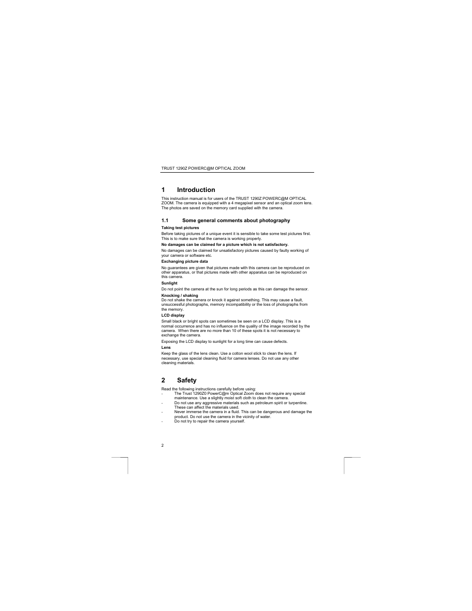 1 introduction, 2 safety | Trust Computer Products 1290Z User Manual | Page 6 / 25
