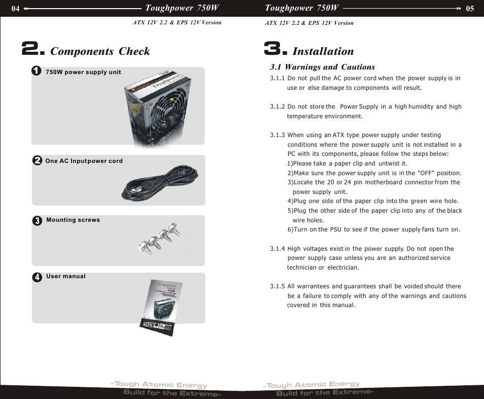 P02¡bp11, Installation, Components check | Thermaltake EPS 12V User Manual | Page 4 / 10