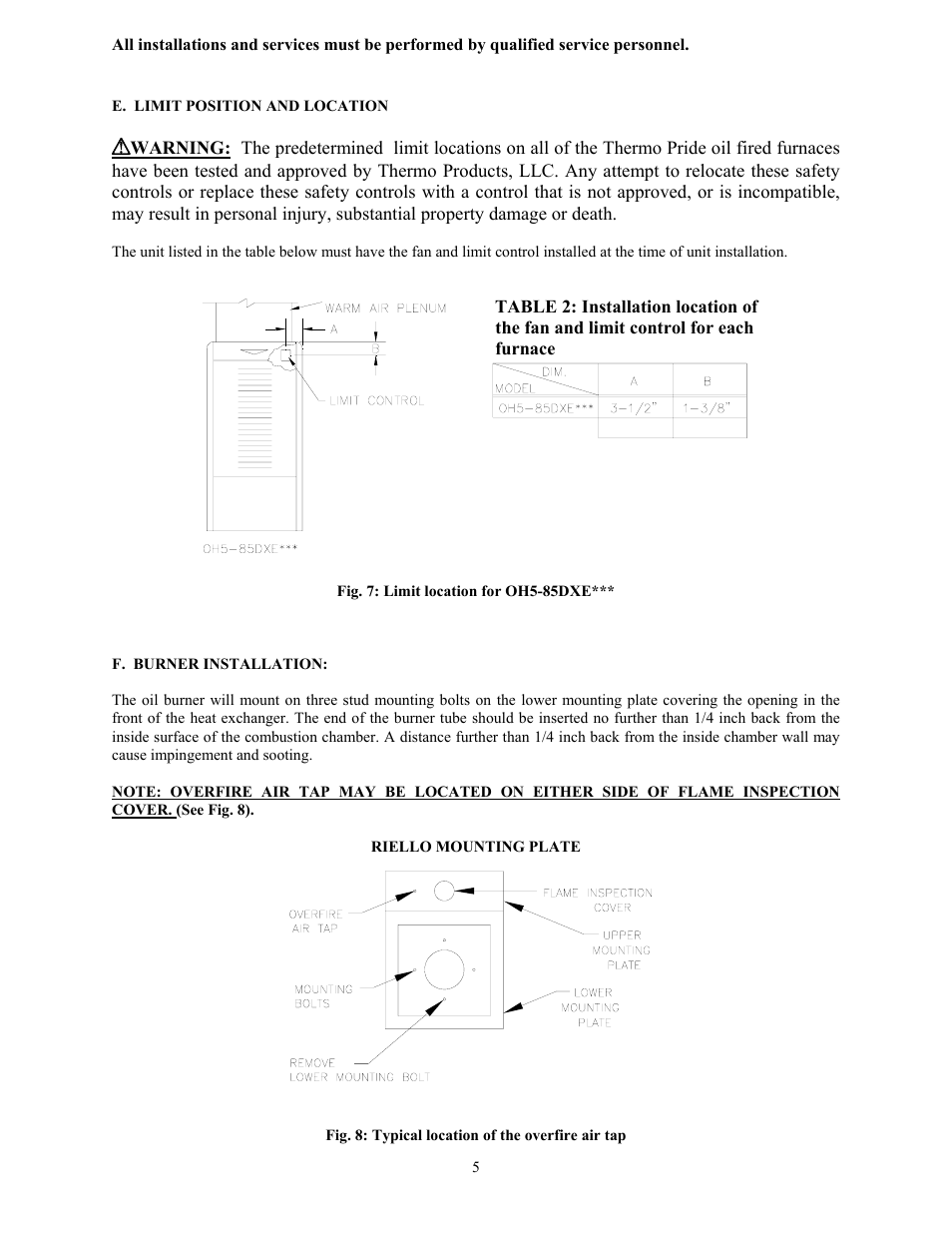 Thermo Products OH5-85DXE User Manual | Page 8 / 17