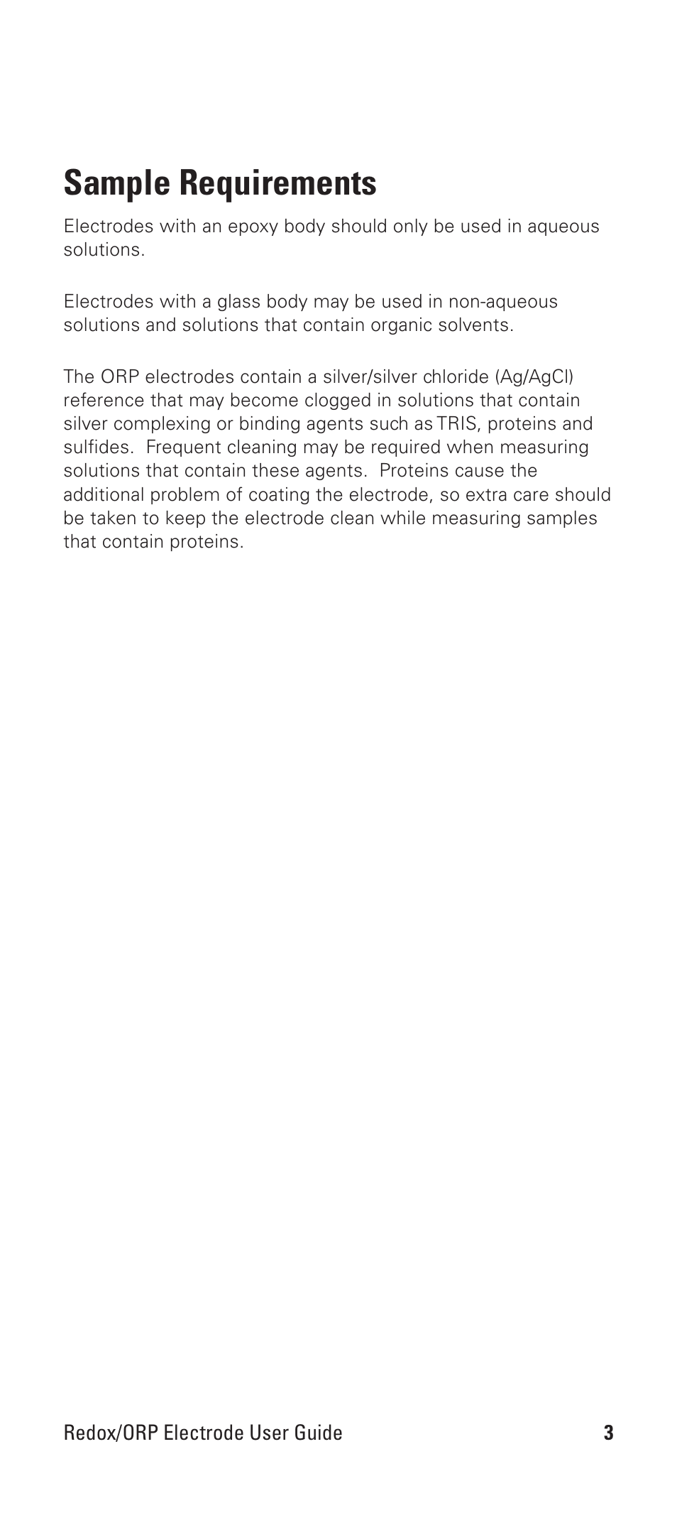 Sample requirements | Thermo Products REDOX/ORP 9678BNWP User Manual | Page 5 / 23