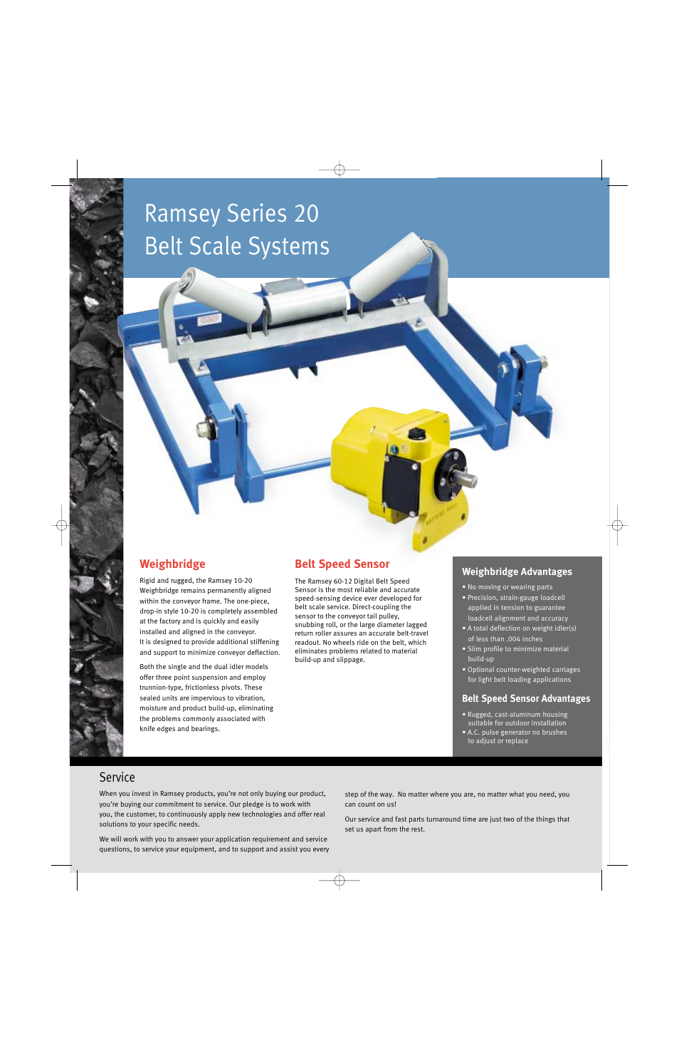 Ramsey series 20 belt scale systems, Service, Weighbridge | Belt speed sensor | Thermo Products 20 Series User Manual | Page 2 / 4