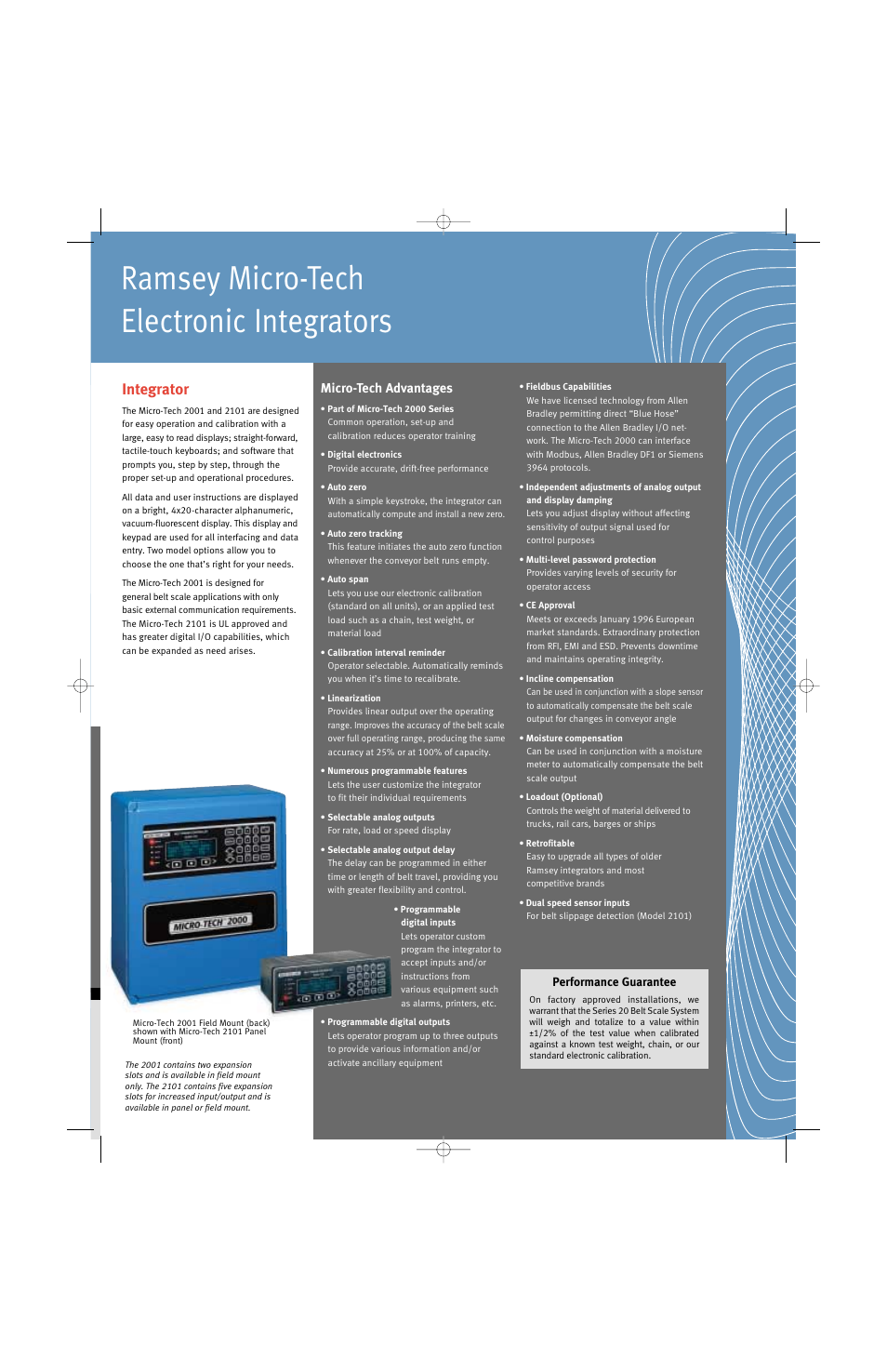 Ramsey micro-tech electronic integrators, Integrator, Micro-tech advantages | Thermo Products 20 Series User Manual | Page 3 / 4