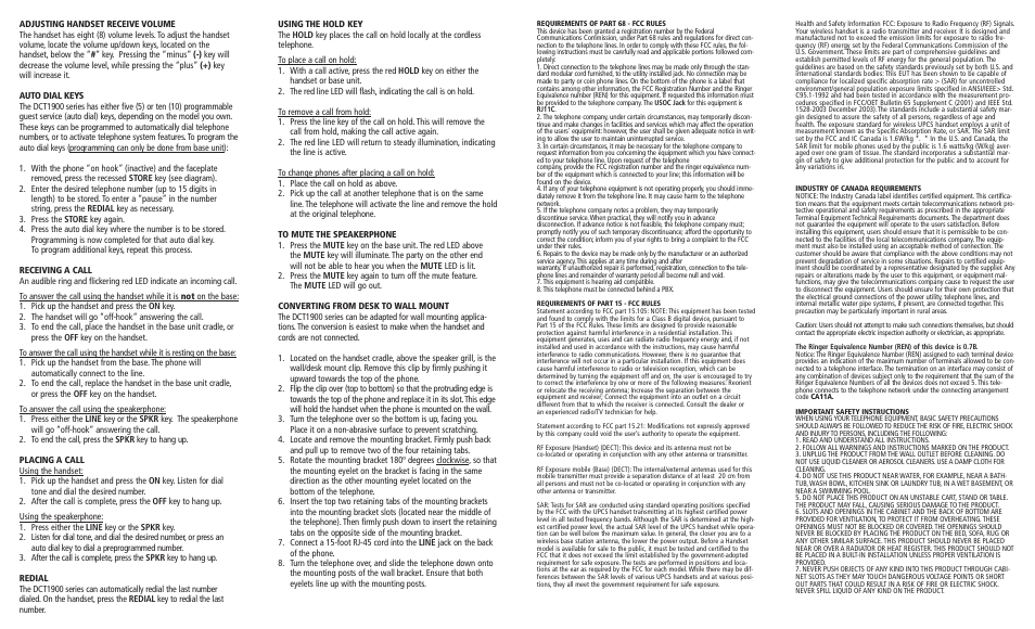 Teledex DCT1900 SERIES User Manual | Page 2 / 2