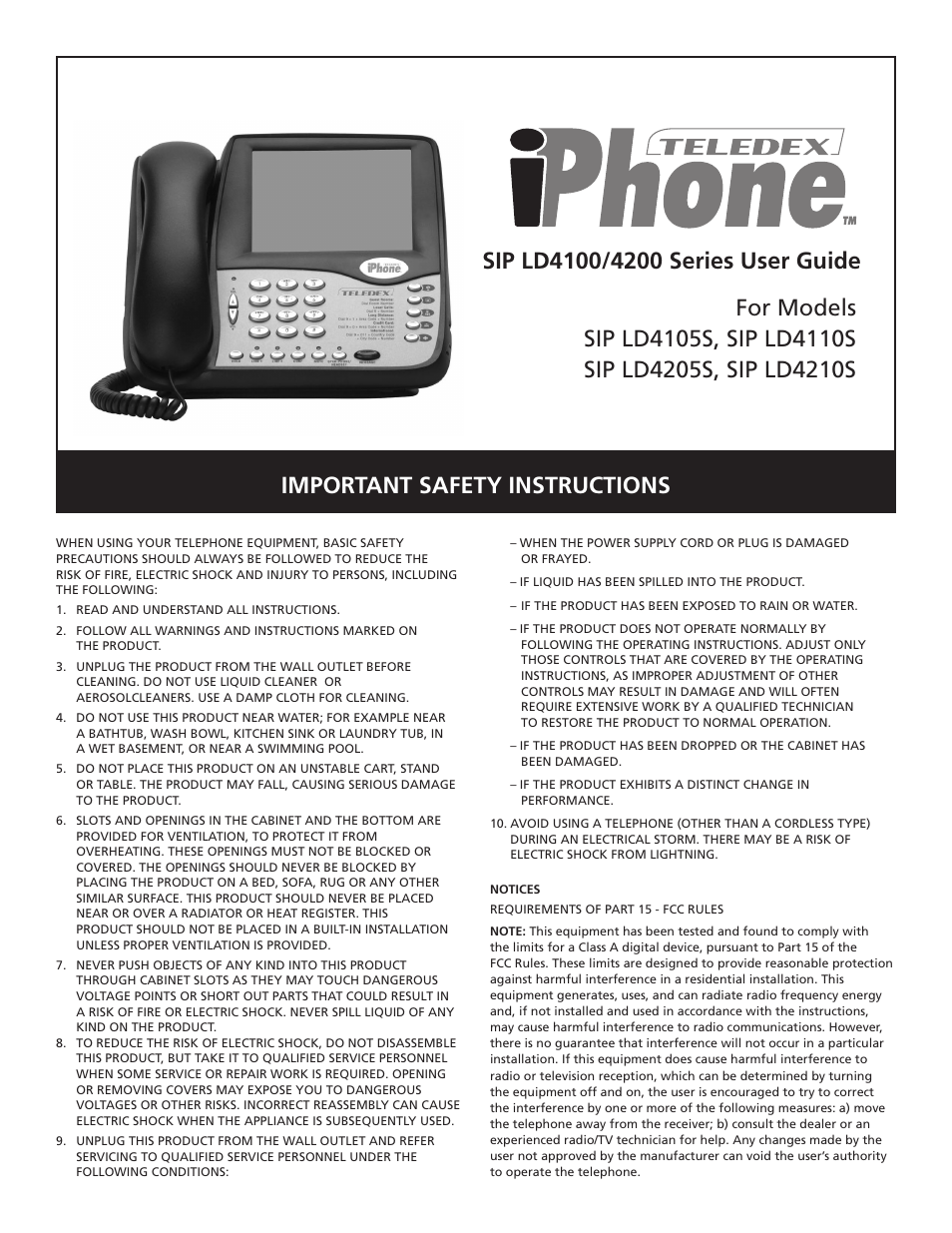 Teledex iPhone SIP LD4100 User Manual | 16 pages