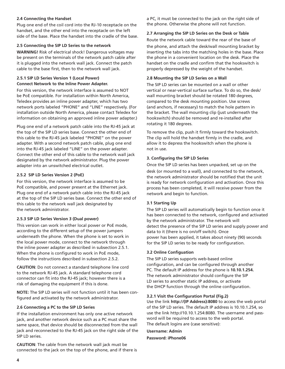 Teledex iPhone SIP LD4100 User Manual | Page 4 / 16