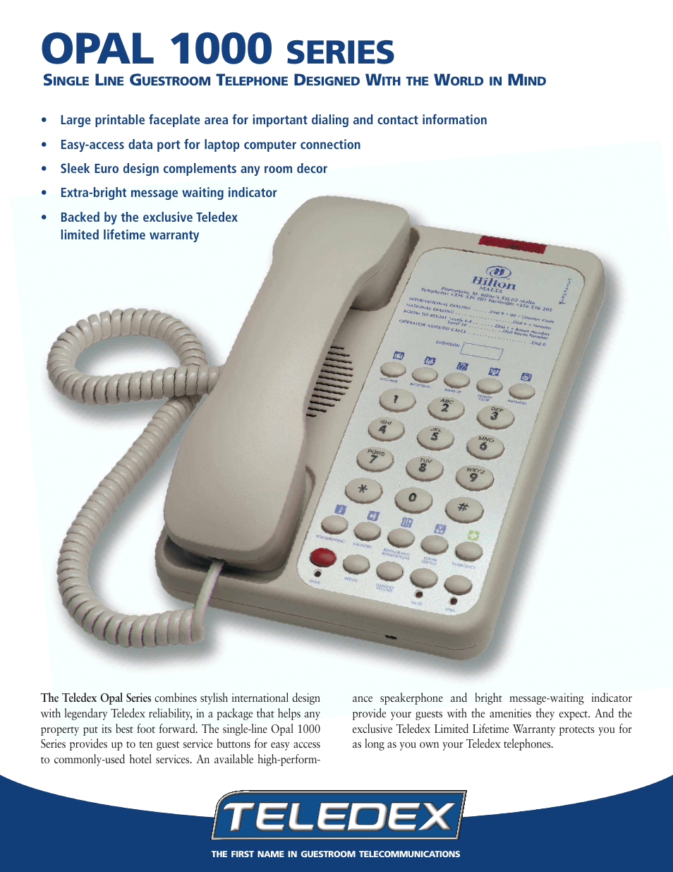 Teledex 1000 User Manual | 2 pages
