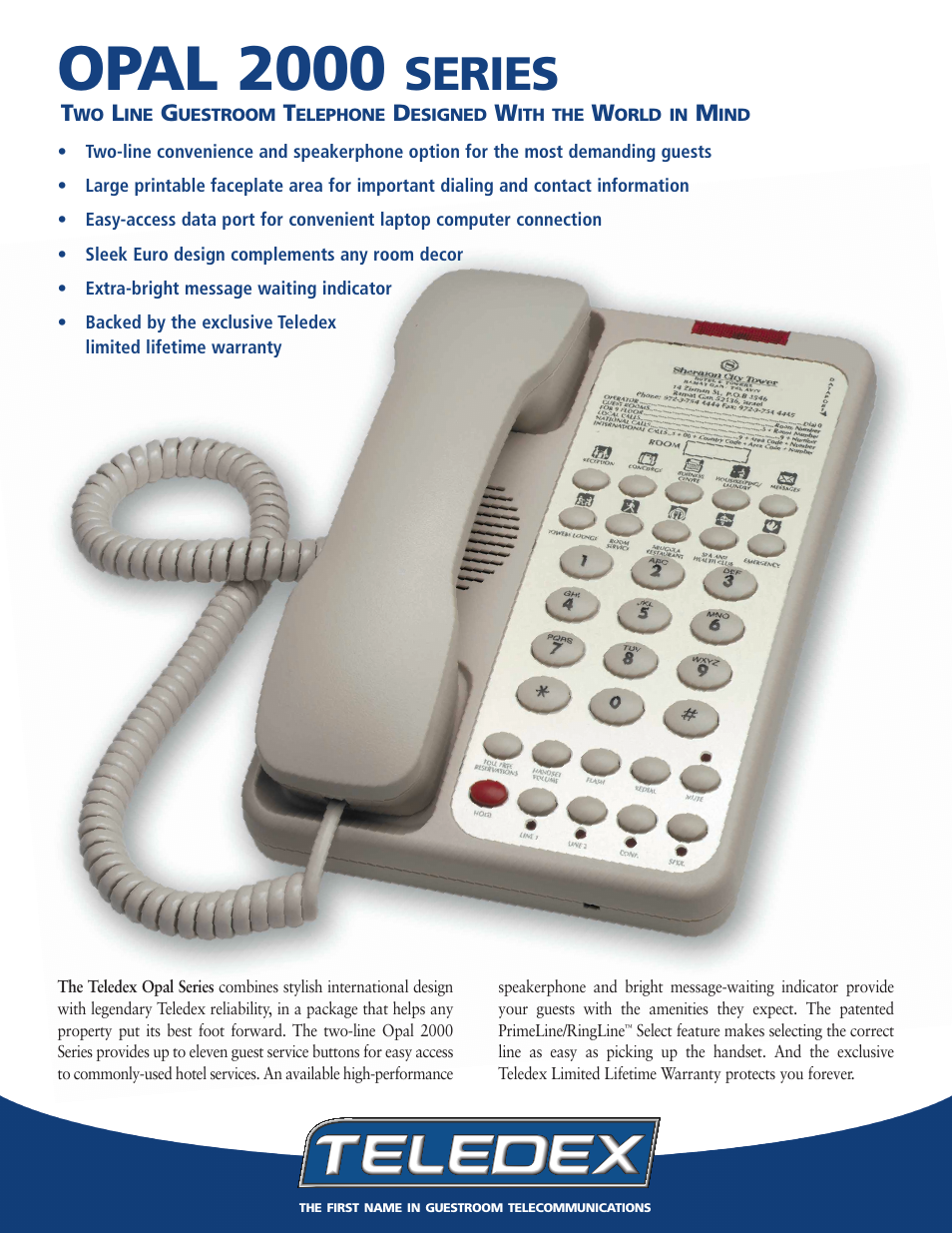 Teledex 2000 User Manual | 2 pages