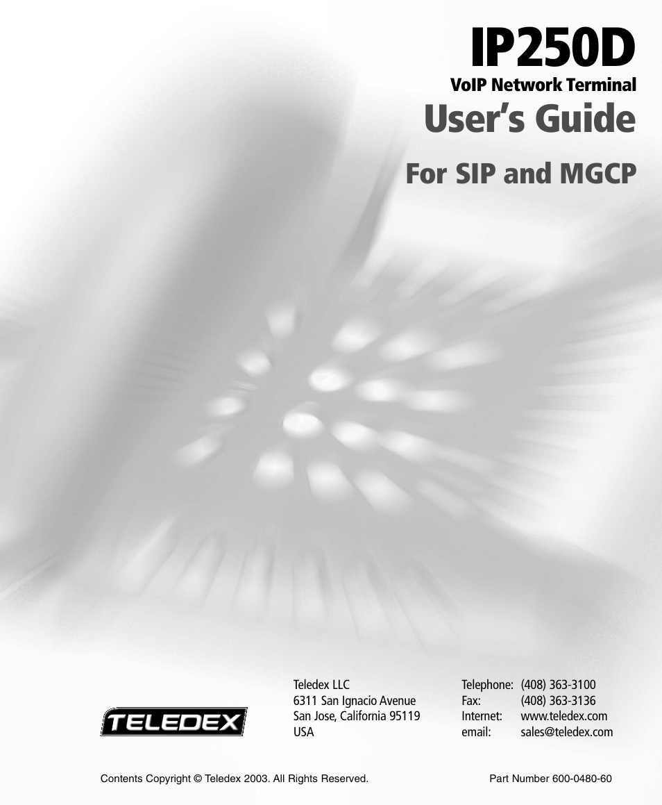 Teledex IP250DVoIP User Manual | 34 pages