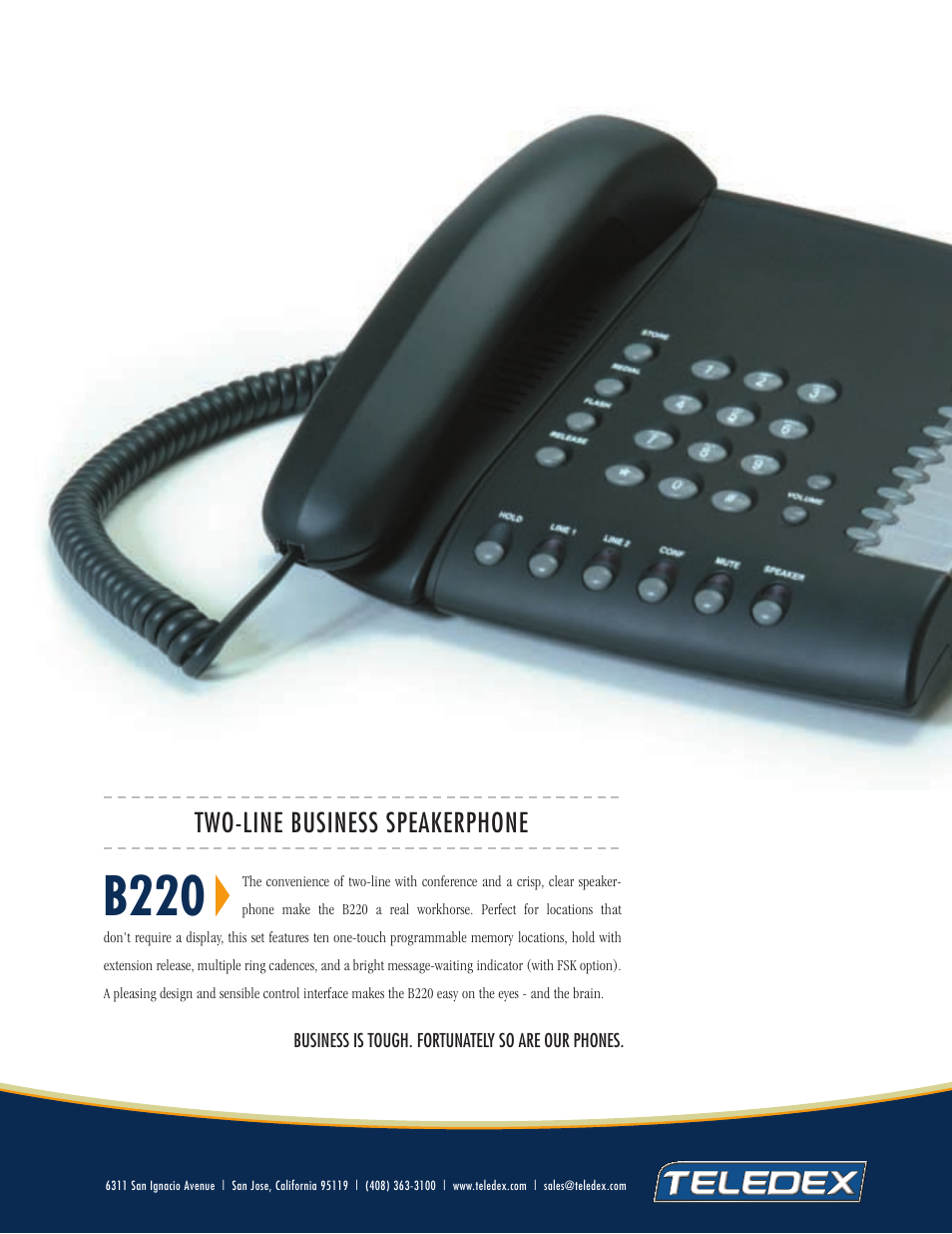 Teledex B220 User Manual | 2 pages