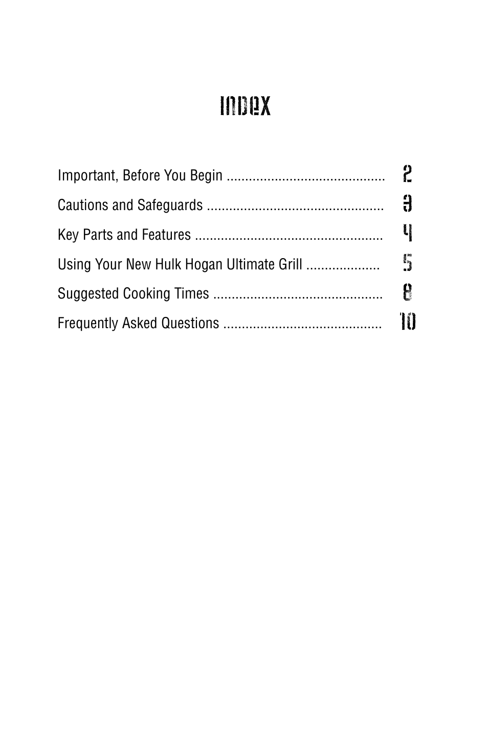 Index | TriStar Hulk Hogan's PZ-3012 User Manual | Page 3 / 14