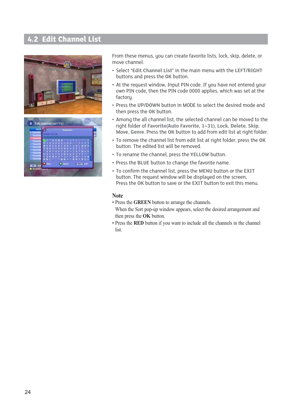 2 edit channel list | Triax STR 333 User Manual | Page 24 / 36