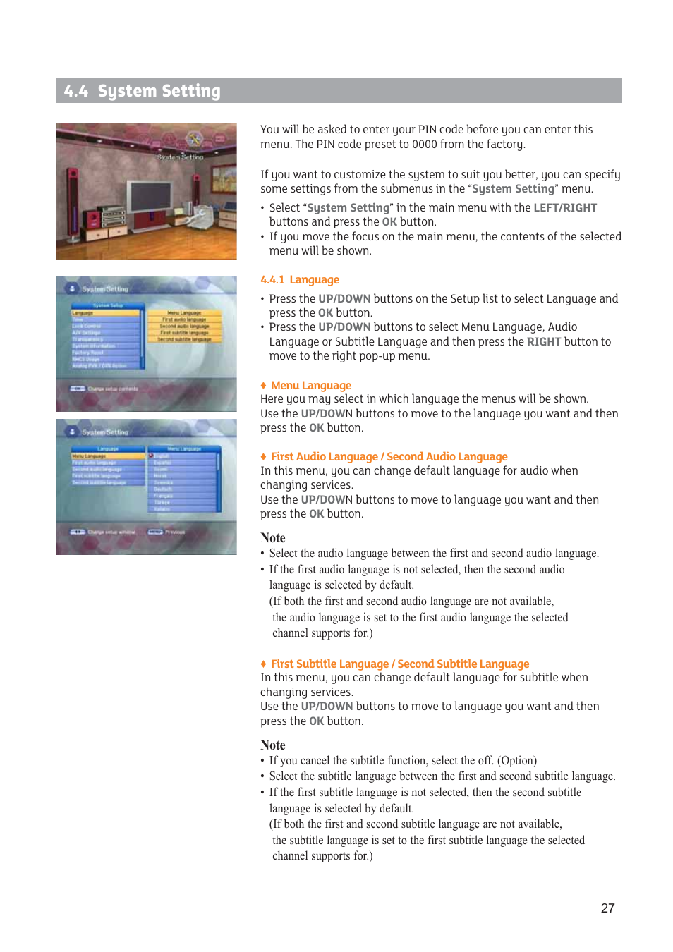 4 system setting | Triax STR 333 User Manual | Page 27 / 36