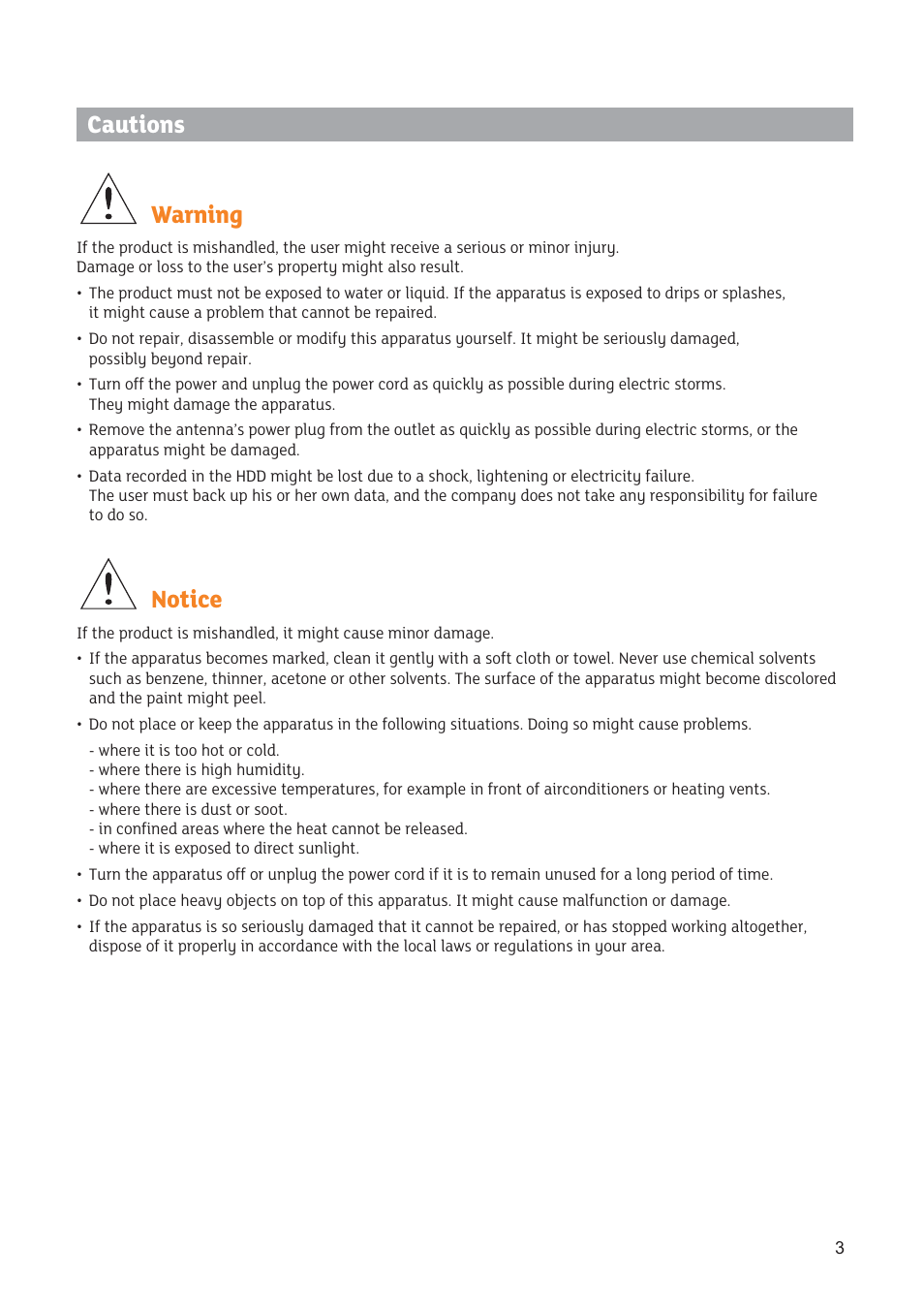 Cautions, Warning, Notice | Triax STR 333 User Manual | Page 3 / 36