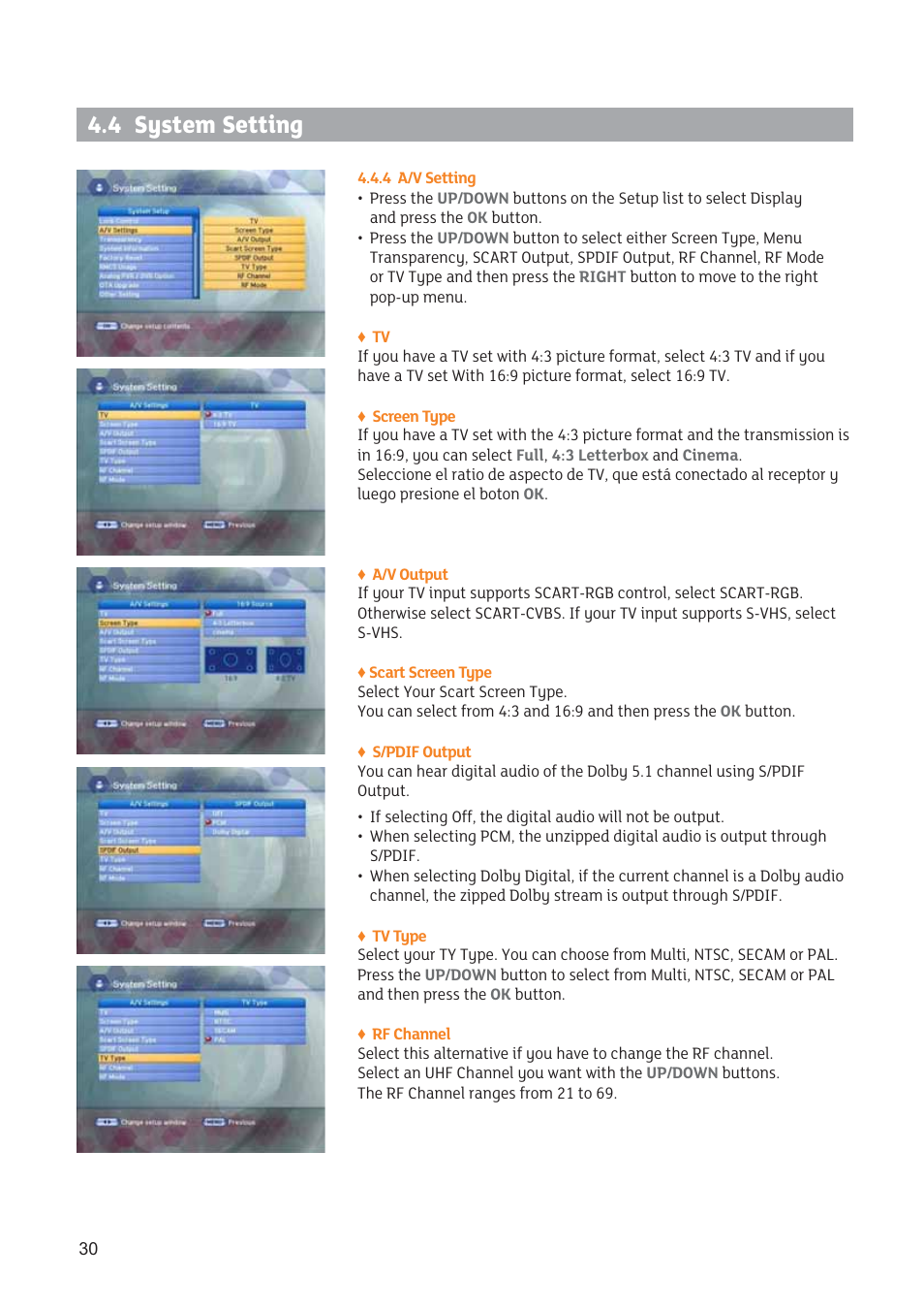 4 system setting | Triax STR 333 User Manual | Page 30 / 36