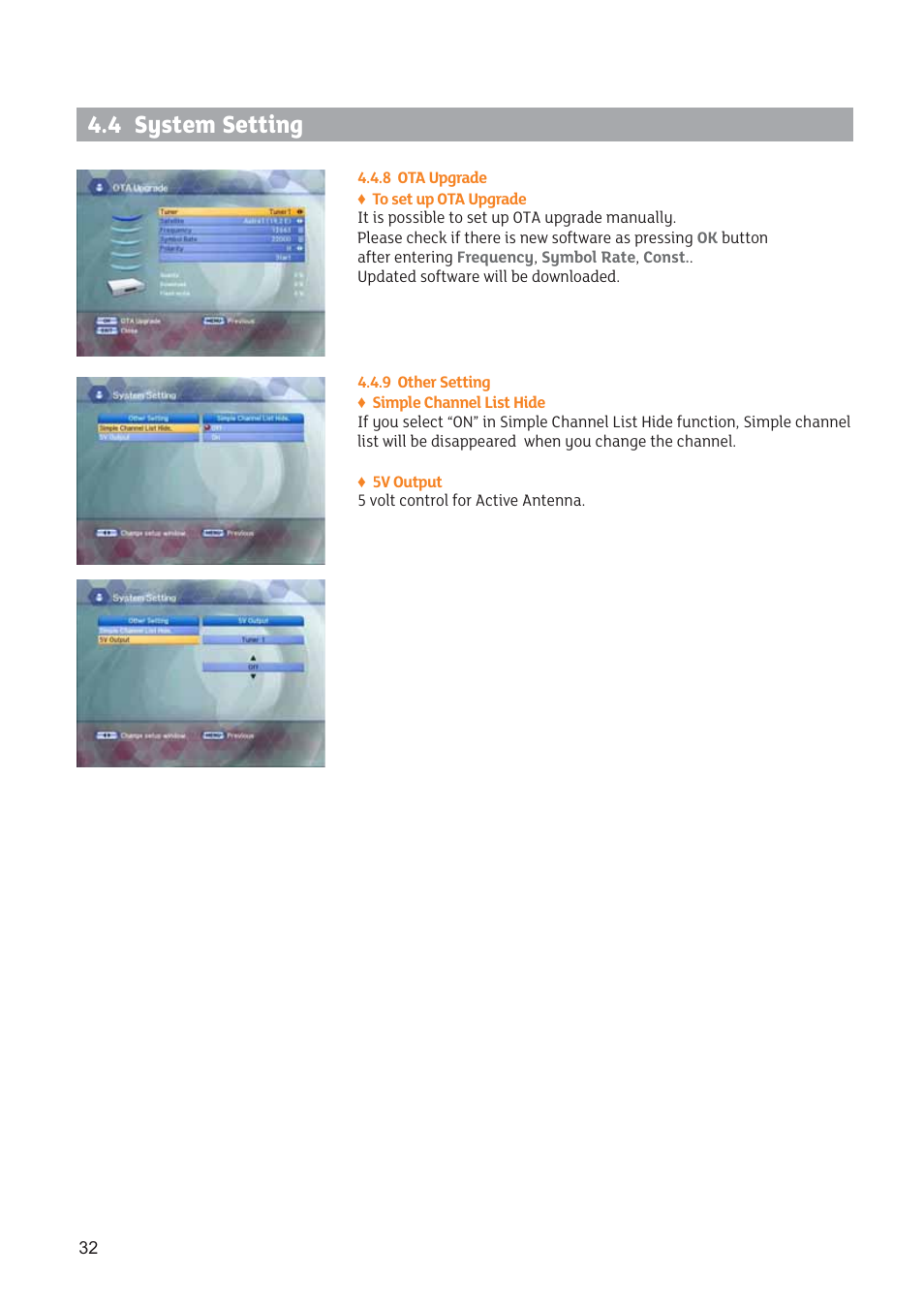 4 system setting | Triax STR 333 User Manual | Page 32 / 36