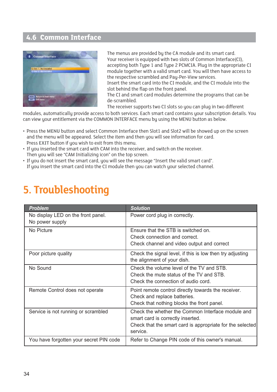 Troubleshooting, 6 common interface | Triax STR 333 User Manual | Page 34 / 36