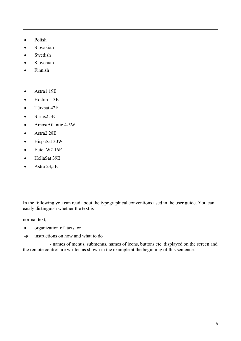 Typographical conventions | Triax Digital Satellite Receiver SR 110 User Manual | Page 6 / 40