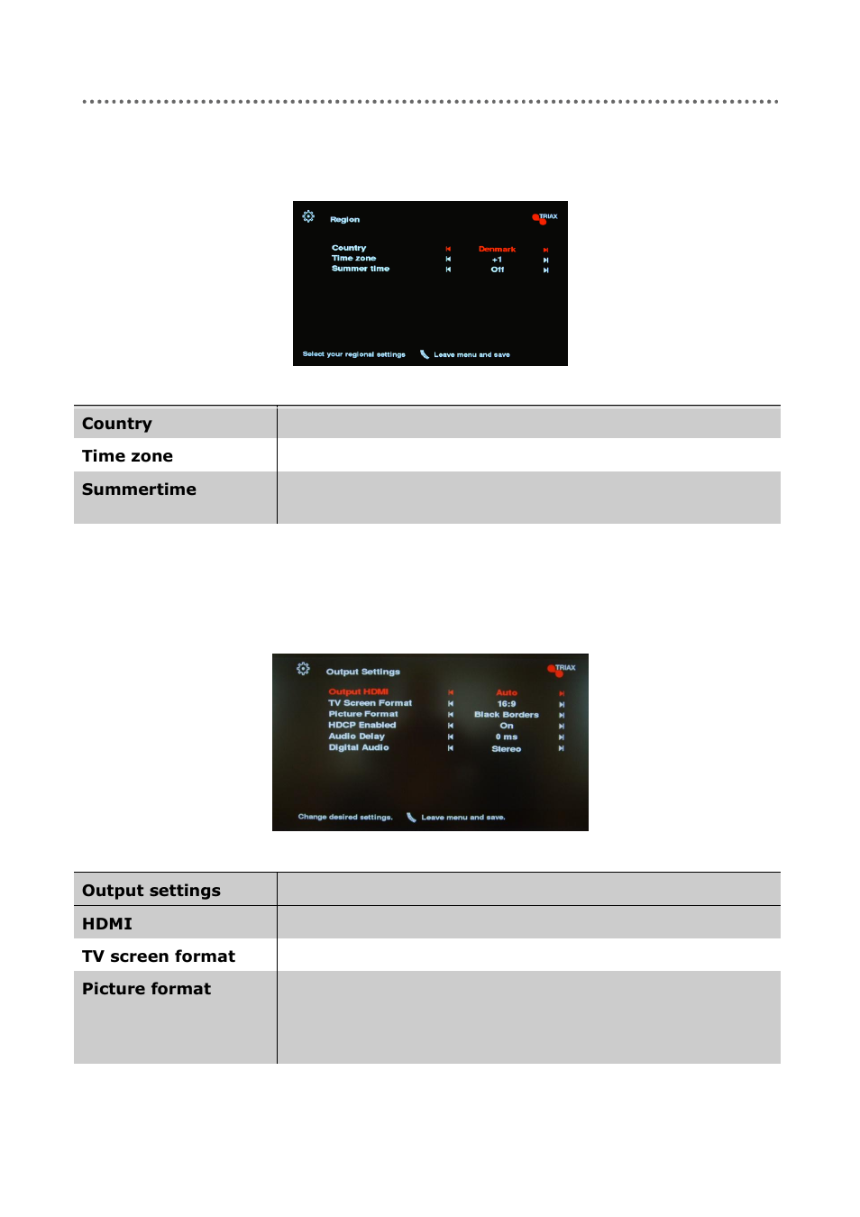 Region output, Region, Output | Triax C-HD417 CX User Manual | Page 27 / 44