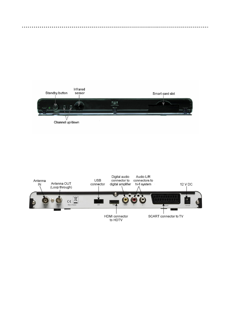 Overview, Front panel incl. ca-module and smart card, Rear panel | Triax C-HD417 CX User Manual | Page 6 / 44
