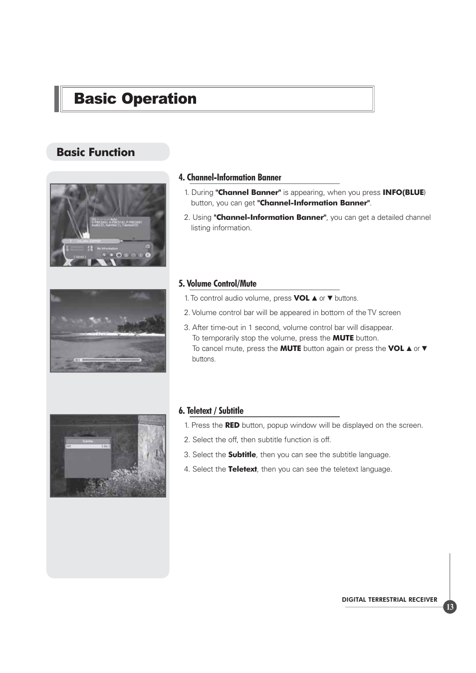 Basic operation, Basic function | Triax TR 305 User Manual | Page 13 / 40