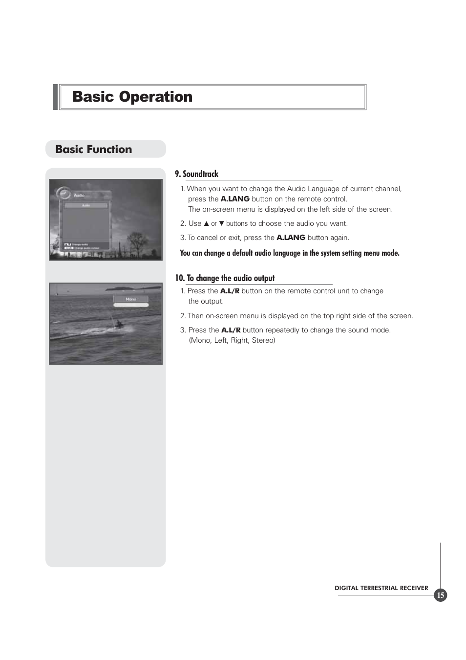 Basic operation, Basic function | Triax TR 305 User Manual | Page 15 / 40